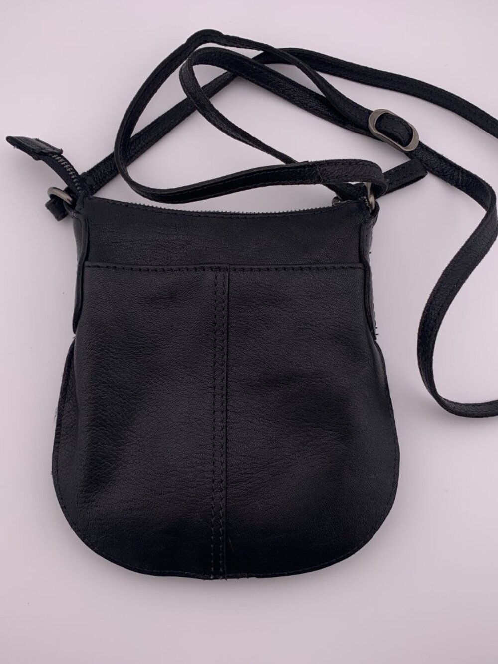 Spikes & Sparrow Genuine Leather Black Crossbody Bag Small Adjustable Strap